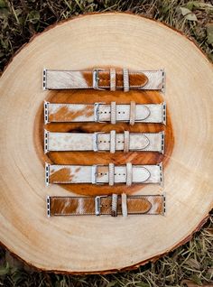 Apple Watch bands for Apple watches. Genuine cowhide. Bands will not look exactly like photos. They will be brown/tan/chocolate brown/white in nature but this is genuine cowhide, they will vary. if you would like to see what I have available please message me. these are myra brand! disclaimer: this is made with genuine cowhide so while you can choose a general color scheme the pattern/amount of coloring will never look exactly like the ones in the photos. Mirror Hangers, Bracelet Apple Watch, Apple Watch Bands, Black Onyx, Apple Watch, Watch Bands, Jewellery And Watches, Jewelry Watches, Color Schemes