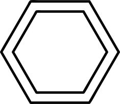 a black and white hexagonal object on a white background, with no outline