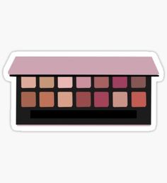 a pink and brown makeup palette sticker on a white background, with the top half open