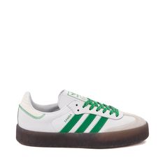 adidas Sambae Athletic Shoe - Cloud White / Green / Gum | Journeys Modern Adidas Leather Skate Shoes, 2024 Wishlist, Soul Shoes, Shoes Green, Style Goals, Athletic Shoe, Black Gums, June 2024, Cloud White