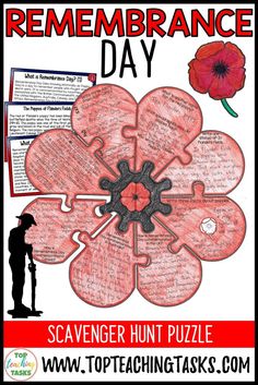 remembrance day poster with the words remembrance and a red flower on it's side