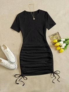 Dresses For School Casual, Black Body Con Dress Outfit, Black Bodycon Dress Outfit Casual, Short Dresses Casual Party, Black Tank Dress Outfit, Short Tight Dresses, Bodycon Dress Short Sleeve, Dress Short Tight, Dress Outfits Party