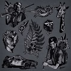 an image of various tattoos on a gray background