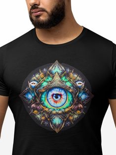 Gods Eye T-Shirt Gods Eye Shirt Evil Eye T-Shirt Evil Eye Shirt  All Seeing Eye Tee  Eye Shirt Eyeball Shirt Mystic Eye Tee  Welcome to Twisted Studio Design! All of my designs are created with the highest quality in mind, ensuring that they will print out at 500dpi or higher. This means you'll receive  prints in stunning high resolution. I always go the extra mile to ensure that my designs exceed the recommended 300dpi for quality textured prints. Please note that on smaller shirts, the design may be scaled down for the best fit.  I absolutely love creating fun, quirky, scary, and downright twisted designs. Drawing inspiration from various sources, I utilize artificial intelligence to bring my ideas to life. My goal is to cater to those who truly enjoy life and aren't afraid to think outs Mystical Black Tops With Graphic Print, Mystical Black Top With Graphic Print, Mystical Short Sleeve Top With Graphic Print, Mystical Graphic Print Crew Neck Top, Mystical Graphic Print Short Sleeve Top, Mystical Graphic Print Cotton Tops, Mystical Cotton Tops With Graphic Print, Mystical Cotton Crew Neck T-shirt, Mystical Crew Neck Cotton T-shirt