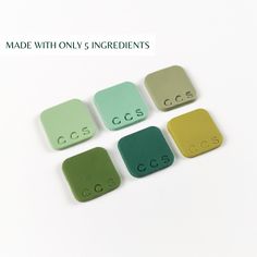 four different colors of magnets with the words made with only 5 ingredients on them