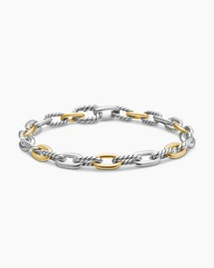 David Yurman | DY Madison Chain Bracelet in Sterling Silver with 18K Yellow Gold, 5.5mm Yurman Bracelet, David Yurman Bracelet, Amulet Charm, Bead Bangles, Women's Bracelets, Birthday List, Yellow Gold Bracelet, David Yurman, Christmas Special