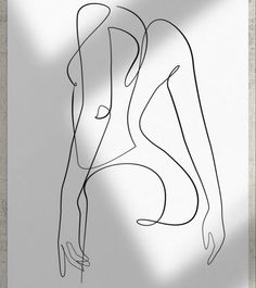 a line drawing of a woman's body in black and white