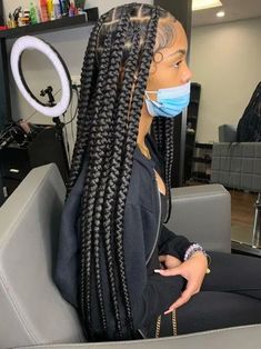 41 Large Knotless Braids Styles To Try for That Chic Look Big Plats Braids Natural Hair, Large Long Box Braids, Big Parts Box Braids, Not Less Box Braids, Long Big Braids, Grosse Braids, Jungle Braids, Jumbo Knotless, Braids Jumbo