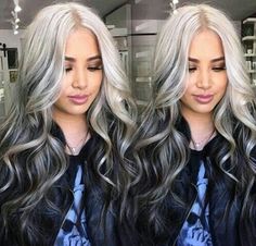 Long Grey Hair, Reverse Ombre Hair, Black Hair Ombre, Grey Hair Wig, Grey Ombre Hair, Top Hairstyles, Ombré Hair, Ombre Hair Color, Hair Collection