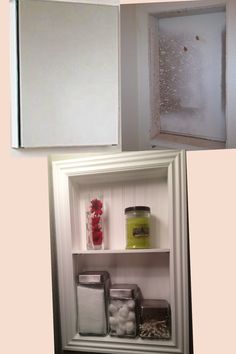 three different shots of the inside of a refrigerator