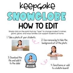 a poster with instructions on how to use the snow globe