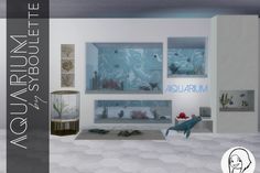 an aquarium is shown in this modern living room