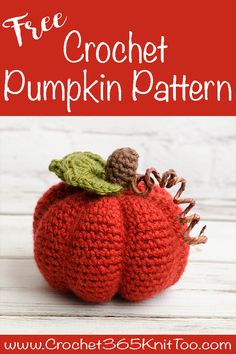 a crocheted pumpkin is shown with the text free pattern