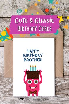 Cute Image of Happy Birthday Brother - Free Printable Card Birthday Brother, Happy Birthday Brother, Little Brother