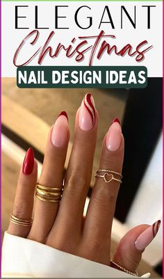 Oval Nails For Christmas, Christmas Nail Ideas Dip Powder French Manicure, Christmas Nails 2024 Trends Almond, Simple Neutral Christmas Nails, Neutral Holiday Nail Designs, Elegant Christmas Nail Designs Classy, December Nail Ideas Almond, Red Nails Ideas 2024, Simple Christmas Nails Oval