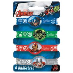 the avengers bracelets are packaged in four different colors