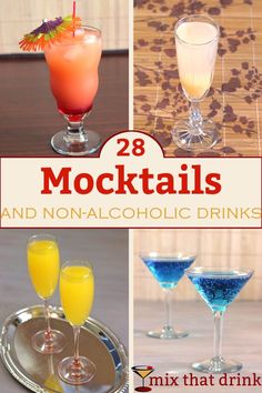 the cover of 28 cocktails and non - alcoholic drinks