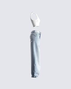 When it comes to finding the perfect, versatile everyday fit - this two-piece set is exactly what you're looking for 😌 Featuring a white jersey cropped tank top, paired with blue denim wide-leg jeans - this simple look is timeless, and perfect for dressing up or down 🤍 Casual Denim Bottoms With Cropped Hem, High Waist Denim Blue Cotton Crop Top, Casual High-waist Denim Blue Crop Top, Versatile White Cropped Bottoms, Versatile Cropped White Bottoms, White Cropped Denim Jeans, High Rise Denim Crop Top Casual Style, White Cropped Jeans, Rhinestone Top