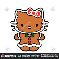 an image of a hello kitty character with a bow on her head and wearing a ginger outfit