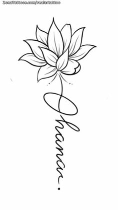 a drawing of a flower with the word love written in cursive writing on it