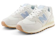 New Balance Classics WL574 - Women's Lace up casual Shoes : Reflection/Light Chrome Blue : Step back into classic, old-school flava with these women's WL574 sneakers from New Balance Classics! Durable leather upper. Padded collar offers a snug, comfy fit. Textile lining and a cushioned footbed for all-day comfort. Traditional lacing system with a padded tongue and NB 574 woven label for classic style and comfort. Perforated toe box adds breathability. ENCAP midsole technology provides support and maximum durability. TPU heel strip provides added stability. Dual-layered EVA midsole for cushioning. Solid rubber outsole for long-wearing durability. Last: SL-2 Measurements: Weight: 10 oz Product measurements were taken using size 9, width B - Medium. Please note that measurements may vary by s Blue And White New Balance, New Balance Shoes Preppy, Zappos Shoes Women, Preppy Shoes For School, Back To School Shoes 2024, Colorful New Balance Shoes, Cute Back To School Shoes, Everyday Shoes Womens, Cute School Shoes