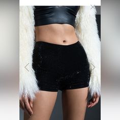 Line Up Embellished Club Shorts In Black, New Club Shorts, Cheeky Shorts, Black High Waisted Shorts, Satin Shorts, Black Short Dress, Sequin Shorts, Distressed Jean Shorts, Distressed Shorts, Distressed Denim Shorts