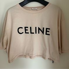 Celine Cropped T Shirt Beige Size Large Like New Only Worn Twice. Retail $570 Open To Offers Celine Shirt, Cropped T Shirt, Crop Tshirt, Beige Color, Like New, Womens Tops, Crop Tops, T Shirt, Women Shopping