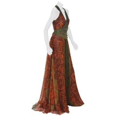 New Etro Silk Paisley Long Dress with Belt Designer size 42 100% Silk, Famous Etro Paisley Print, Orange and Black Colors, Attached Belt, Side Zip Closure, Fully Lined in Black Silk. Measurements approx. : Length - 67 inches, Bust - 32 inches, Waist - 28 inches. Made in Italy. New with tag. Long Dress With Belt, Versace Atelier, Black Long Dress, Etro Paisley, Vintage Versace, Full Length Gowns, Maxi Gown Dress, Dress With Belt, Silk Maxi Dress