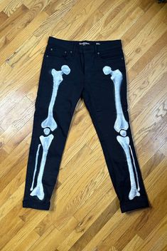 Stretch cotton pants. These are 1 of a kind, hand painted. wash extremely gently and at your own risk. Better to spot wash, and inside out. Dyed Pants, Cotton Pants, Chicago Il, Stretch Cotton, Mens Pants, Skeleton, Bones, Inside Out, Chicago