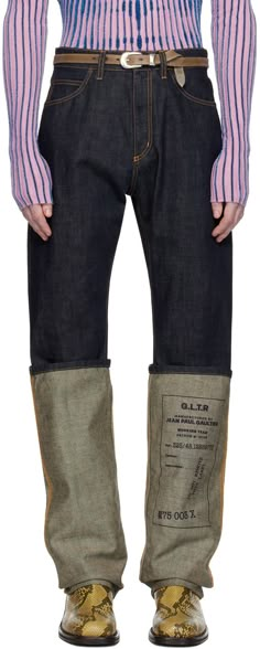 Non-stretch denim jeans. · Belt loops · Five-pocket styling · Zip-fly · Rolled cuffs · Logo flag at back pocket · Logo-engraved antiqued bronze-tone hardware · Contrast stitching in tan Part of the Tattoo collection. Supplier color: Indigo Rolled Jeans, Tattoo Collection, Buy Jeans, Jeans Belt, Custom Jeans, Jean Pockets, Paul Gaultier, Mode Vintage, Looks Vintage