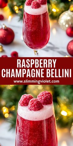 raspberry champagne bellini is an easy holiday drink that's perfect for the holidays