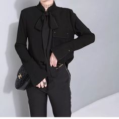 Women Black Casual Clothing Shirt Top Extra Long Ribbon Lace Up Metal Buckle Split Blouse Kikimoly Women 2017 Fashion Casual Designer Clothing Shirt Top Spring Extra Long Ribbon Lace Up Metal Buckle Split Blouse Package Contain: 1 Piece Women Blouse (Other Accessories Photographed Are Not Included.) Size Unit: Cm [Size S] Shoulder 39 Bust 94 Sleeve 61 Length Front 57 Length Back 59 Split Blouse, Silk Wrap Top, White Peplum, Blouse Sleeveless, Zara Blouse, Women Blouse, Sleeveless Pullover, 2017 Fashion, Spring Tops