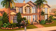 Meditterean House Sims 4, Mediterranean Homes Sims 4, Sims 4 Medditeranean House, Oasis Spring House Sims 4, Sims 4 Spanish House, Sims Oasis Springs House, Small Tuscan House