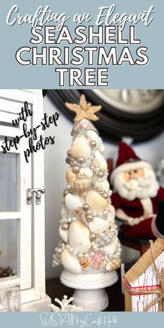 a white christmas tree sitting on top of a table