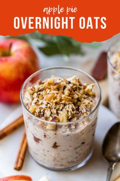 This cozy Apple Pie Overnight Oats recipe with apples, cinnamon, maple syrup, oats, chia seeds and walnuts, tastes just like apple pie! Skinnytaste Apple Pie Overnight Oats, Apple Pie Overnight Oats Skinnytaste, Skinnytaste Overnight Oats, Overnight Apple Pie Oats, Health Apple Recipes, Apple Pie Overnight Oats Recipe, Apple Overnight Oats Healthy, High Fiber Overnight Oats, Ww Overnight Oats