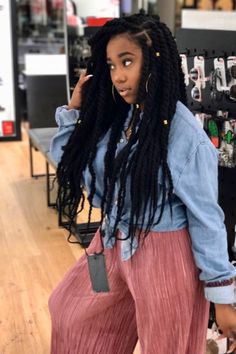 Marley Twists With Jewelry, Faux Locs With Cuban Twist Hair, Big Havana Twist, Cuban Twist Braids, Cuban Hairstyles, Cuban Twist Hairstyles, Cuban Twists, Long Marley Twists, Long Twist Braids