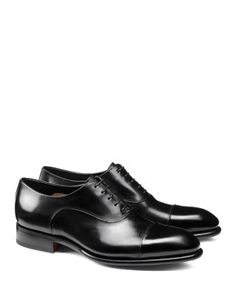 Santoni Men's Carter Lace Up Cap Toe Oxford Dress Shoes Elegant Fitted Black Derby Shoes, Elegant Black Cap Toe Derby Shoes, Luxury Black Derby Shoes For Formal Occasions, Black Luxury Derby Shoes For Formal Occasions, Luxury Black Derby For Formal Occasions, Elegant Black Goodyear Welted Derby Shoes, Elegant Black Derby Shoes Goodyear Welted, Elegant Black Derby For Business, Oxford Dress Shoes