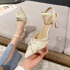 Tavimart New Women Heels Fashion Butterfly-knot Mary Janes Shoes Trend Korean Style Casual Shoes Comfortable Pointed Toe Heels Women Beige Pointed Toe Sandals With Wrapped Heel, Beige Open Toe Heels With Bow, Beige Pointed Toe Heels With Bow, Beige Closed Toe Heels With Bow, Cream Closed Toe Heels With Bow, Beige Closed Toe Heels With Wrapped Heel, Cream Sandals With Wrapped Heel And Pointed Toe, Mary Janes Shoes, Fashion Butterfly