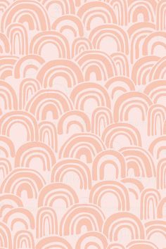 an orange and white wallpaper with wavy shapes