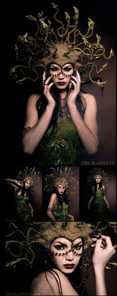 ONE MILLION TIMES YES I WOULD WEAR THIS SOMEWHERE FANCY. OH. MY. GOD. THIS IS BEAUTIFUL!!! Editorial Headpiece, Medusa Headdress, Medusa Mask, Beautiful Medusa, Woodland Princess, Medusa Headpiece, Fantasy Make-up, Medusa Costume, Head Dresses