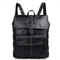 *  Genuine leather  
 *  Ideal for work or travel  
 *  Lots of storage space Black Leather Backpack With Leather Lining, Black Rectangular Leather Backpack, Black Leather Backpack With Leather Lining For Business, Classic Black Backpack, Classic Black Leather Backpack, Casual Leather Backpack For Business, Leather Commuting Backpack With Leather Backing, Leather Flap Backpack With Leather Backing, Classic Leather Flap Backpack