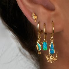 Ocean Themed Ear Piercings, Conch Ear Piercing, Piercing Conch, Ocean Earrings, Beachy Jewelry, Mermaid Earrings, Spring Jewelry, Jewelry Lookbook, Conch Shell