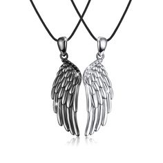 PRICES MAY VARY. Boyfriend and Girlfriend Necklaces: Angel wings symbolize beautiful love, spirituality and protection. When God had no time to take care of everyone's wishes and safety, he sent little angels to protect us. This pair of angel wings necklace reminds you that your loved one is your guardian angel, you can give this pair of angel wings pendant necklace to your precious one to show that you will always look out for each other. Hypoallergenic Material: These silver angel necklaces ar Matching Necklace For Couples, Spiritual Pendant Necklace For Friendship, Adjustable Silver Necklace For Friendship, Spiritual Silver Necklaces For Friendship, Silver Clavicle Chain Necklace For Friendship, Sterling Silver Necklace For Friendship, Sterling Silver Pendant Necklaces For Friendship, Silver Round Pendant Necklace For Friendship, Sterling Silver Engraved Necklace For Friendship