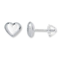 These cute puffy heart earrings are designed in high-polish 14K white gold with screw backs.