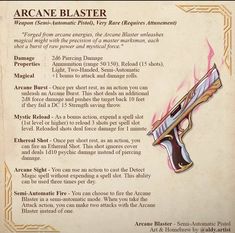 an advertisement for the arcane blaster