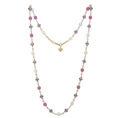 Feminine Double Layer Pink Crystal Necklace|Madrid Necklace|Alzerina