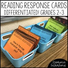 Reading Response Task Cards by Stephanie Sutherland- The Simple Classroom | Teachers Pay Teachers Simple Classroom, Reading Response Journals, Reading Notebooks, Read To Self, Student Journal, Word Work Centers, Writing Station, Third Grade Reading, Classroom Management Tips