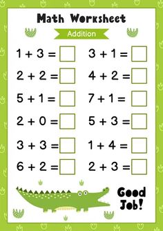 a printable worksheet for addition to help students practice math skills