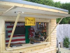 a small bar with an american flag painted on it