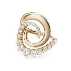 Riley Ring in Partial Diamond in 18K Yellow Gold - M. Flynn Reza Jewelry, Modern Diamond Rings, Diamond Bracelet Design, 18k Gold Bracelet, Custom Ring, Expensive Jewelry, 18k Gold Ring, Gold Work, Modern Ring